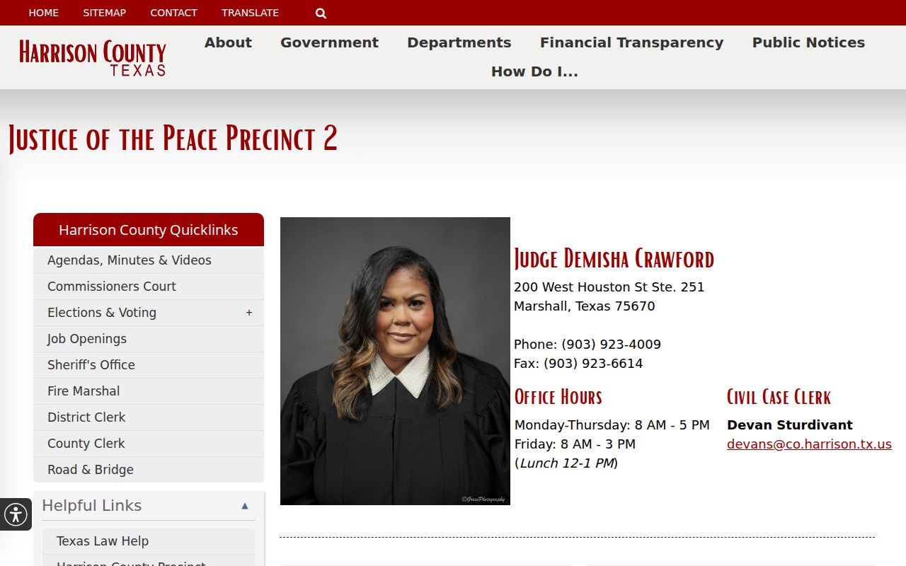 Harrison County criminal docket clerk fallback