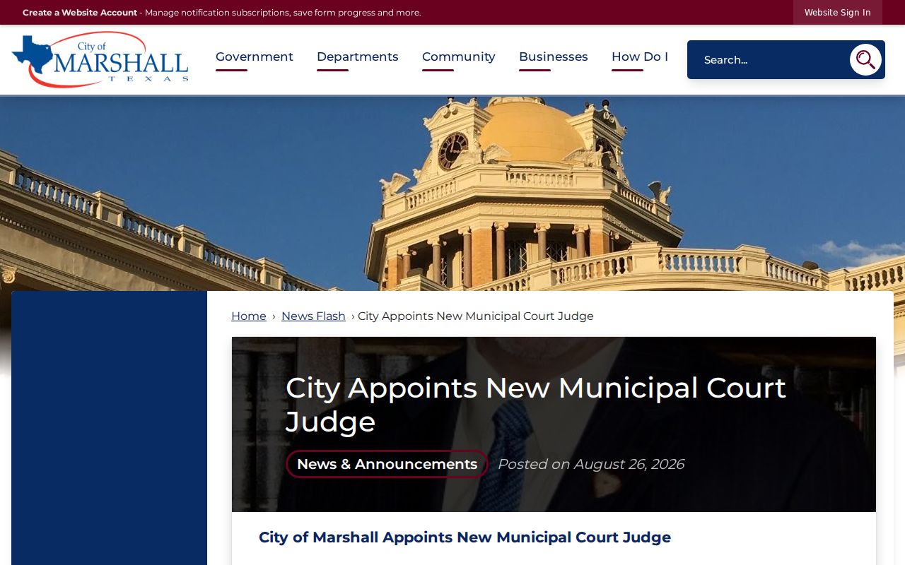 Marshall court records municipal judge appointment notice