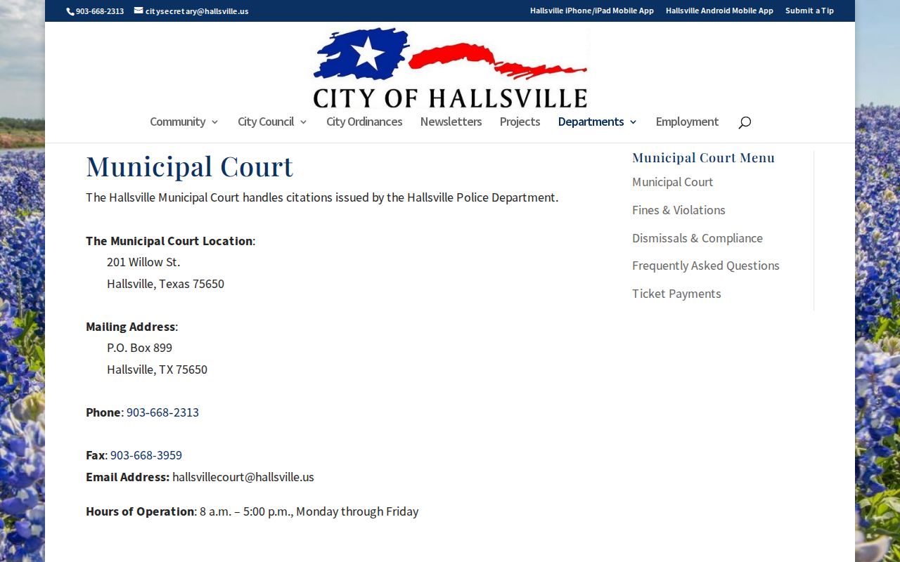 Hallsville court records clerk address and contact channels