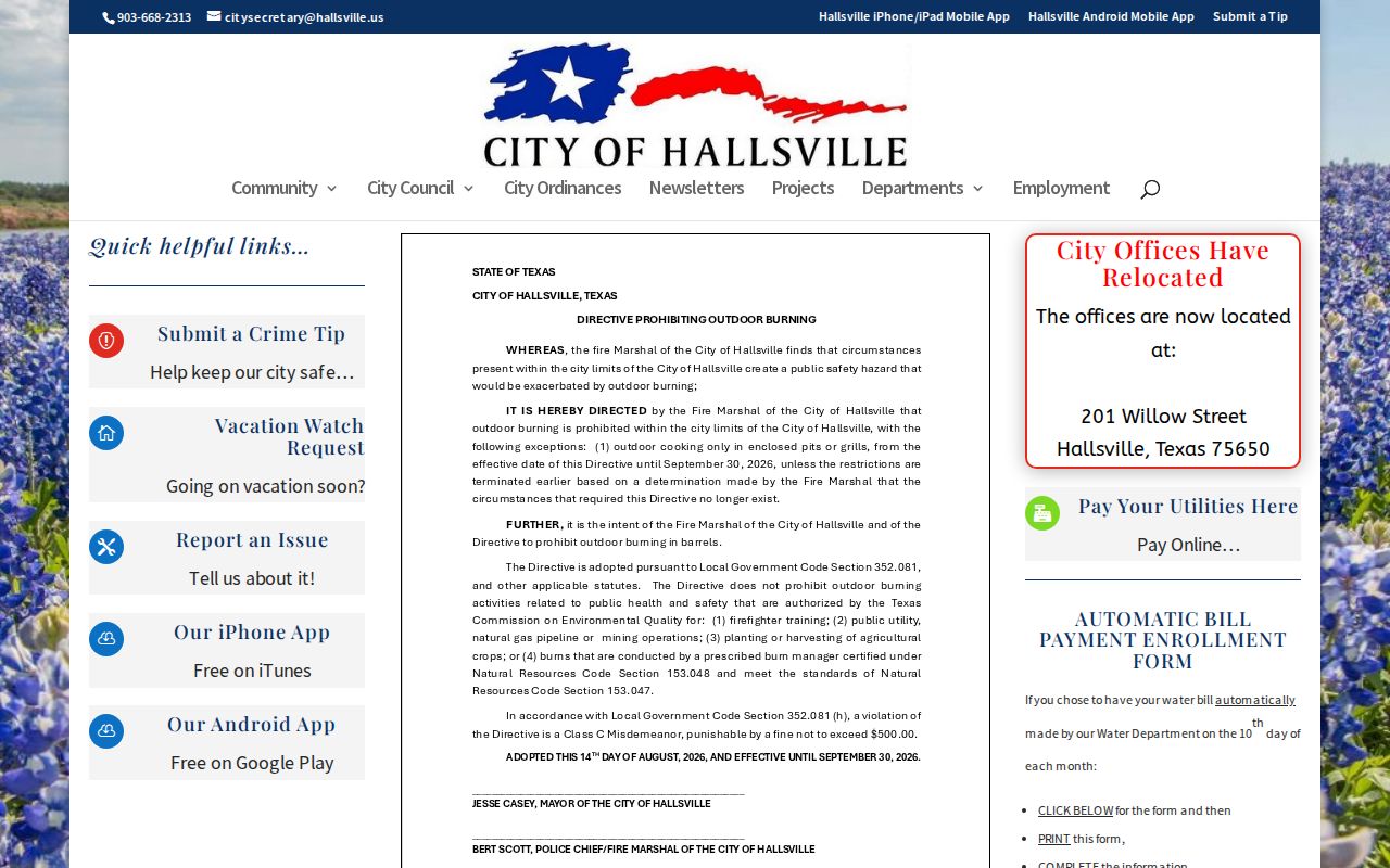 Hallsville court records official city navigation