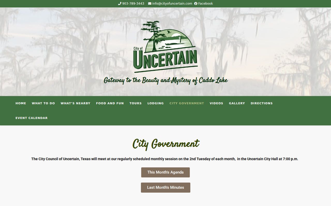 Official Uncertain city-government contact and council page