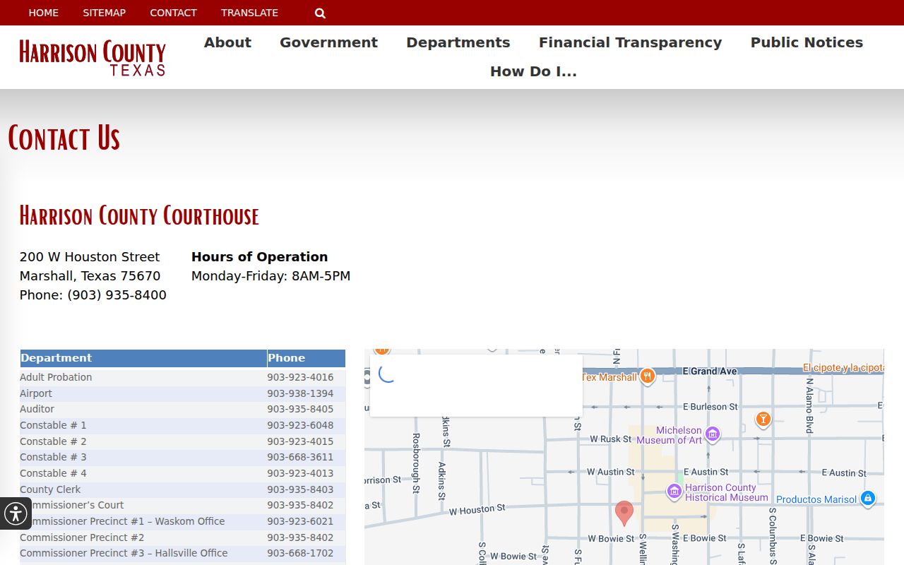 Harrison County court docket courthouse contact directory